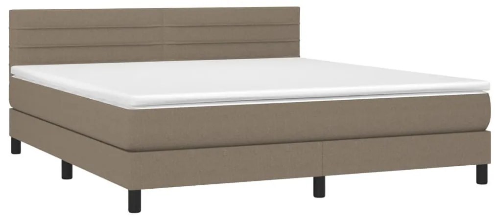 Κρεβάτι Boxspring με Στρώμα &amp; LED Taupe 160x200 εκ. Υφασμάτινο - Μπεζ-Γκρι