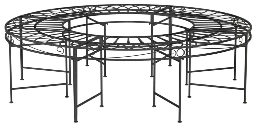 vidaXL Παγκάκι Δέντρου Κυκλικό Μαύρο Ø160 εκ. Ατσάλινο