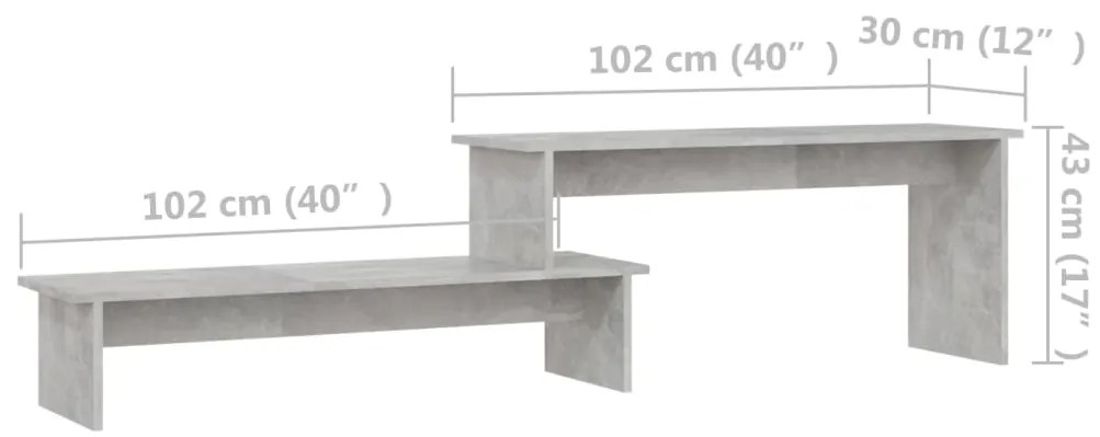 vidaXL Έπιπλο Τηλεόρασης Γκρι Σκυροδέματος 180x30x43 εκ. Μοριοσανίδα