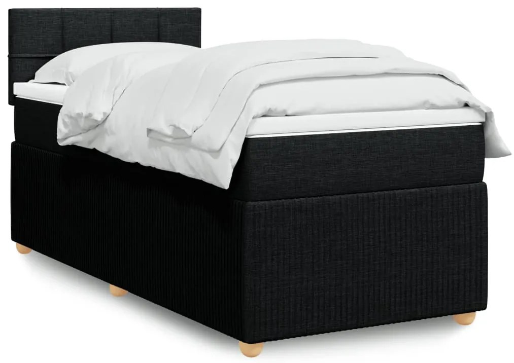 vidaXL Κρεβάτι Boxspring με Στρώμα Μαύρο 100 x 200 εκ. Υφασμάτινο