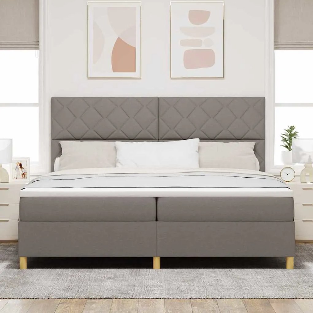 vidaXL Κρεβάτι με ελατήρια με στρώμα Taupe 200 x 200 cm ύφασμα