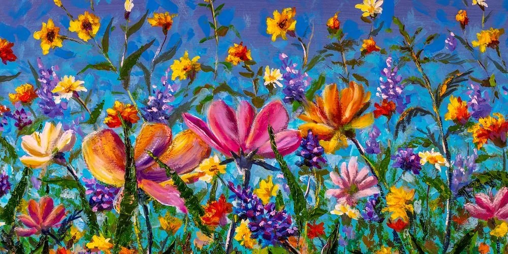 Εικόνα των πολύχρωμων λουλουδιών στο λιβάδι - 100x50