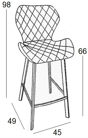 ΣΚΑΜΠΟ 66ΕΚ. ΜΠΑΡ 2ΤΜΧ MARTIN OFF WHITE ΥΦΑΣΜΑ 45X49X66-98ΕΚ.