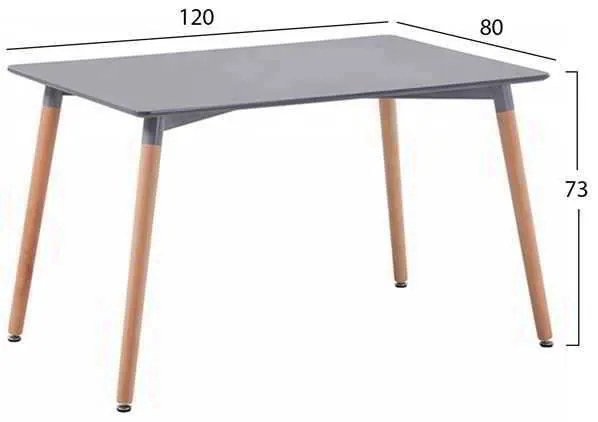 ΤΡΑΠΕΖΙ MINIMAL HM008.10 ΓΚΡΙ ΜΕ ΞΥΛΙΝΑ ΠΟΔΙΑ ΟΞΙΑ 120X80X73Υ εκ.