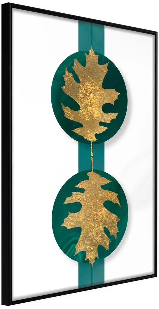 Αφίσα - Gilded Oak Leaves - 20x30 - Μαύρο - Χωρίς πασπαρτού