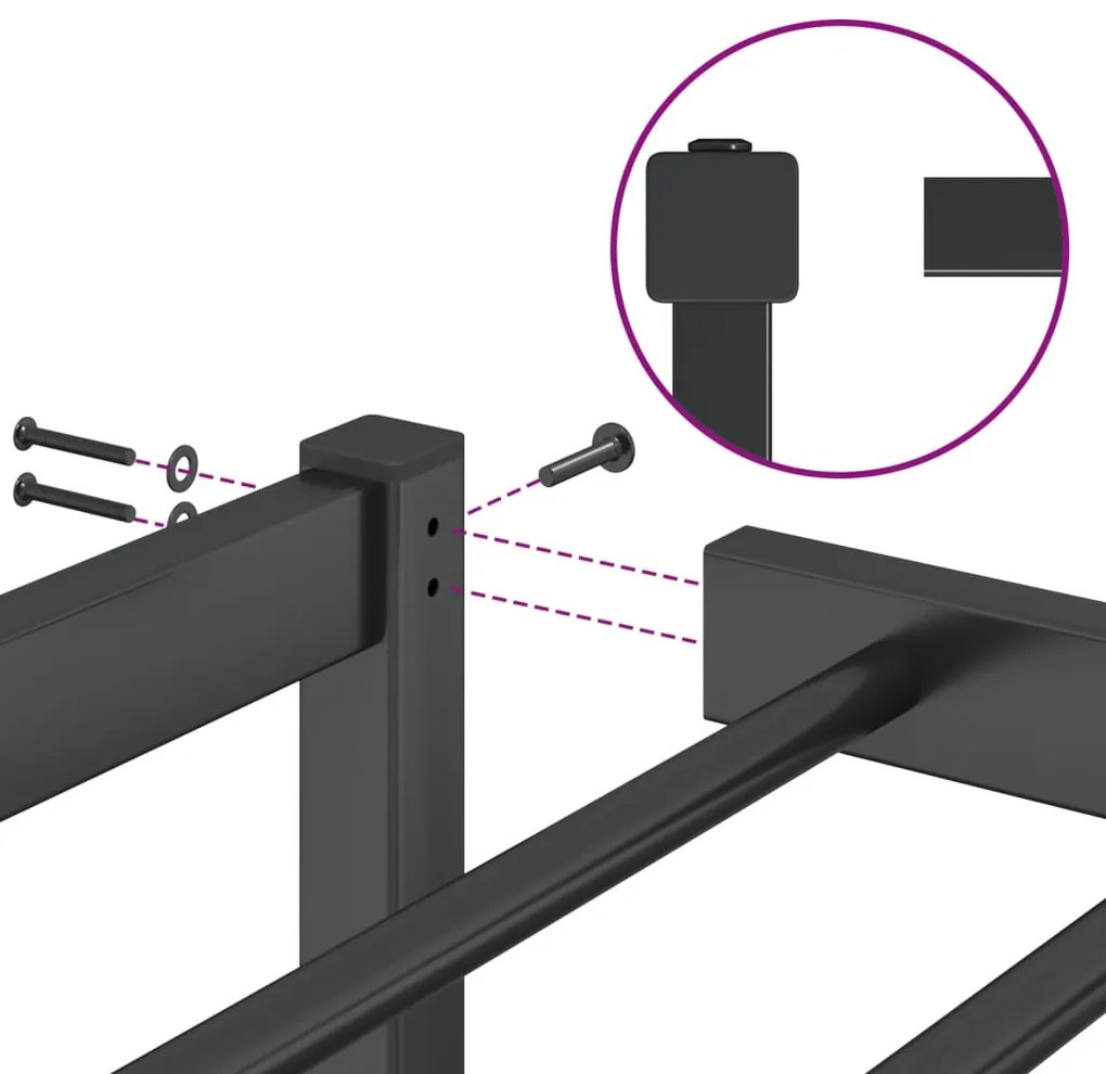 Μεταλλικό πλαίσιο κρεβατιού Μαύρο 90x200 cm - Μαύρο