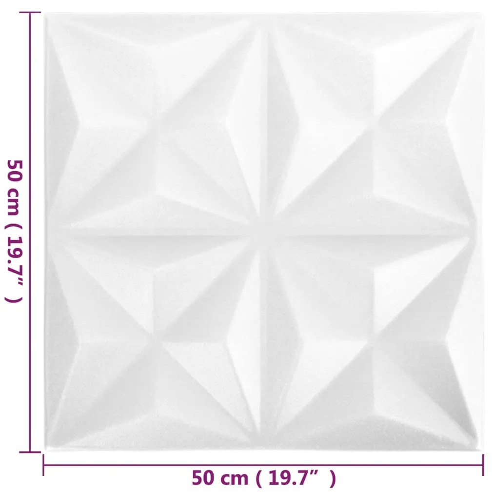 vidaXL Πάνελ Τοίχου 3D 48 τεμ. Λευκό Origami 50 x 50 εκ. 12 μ²