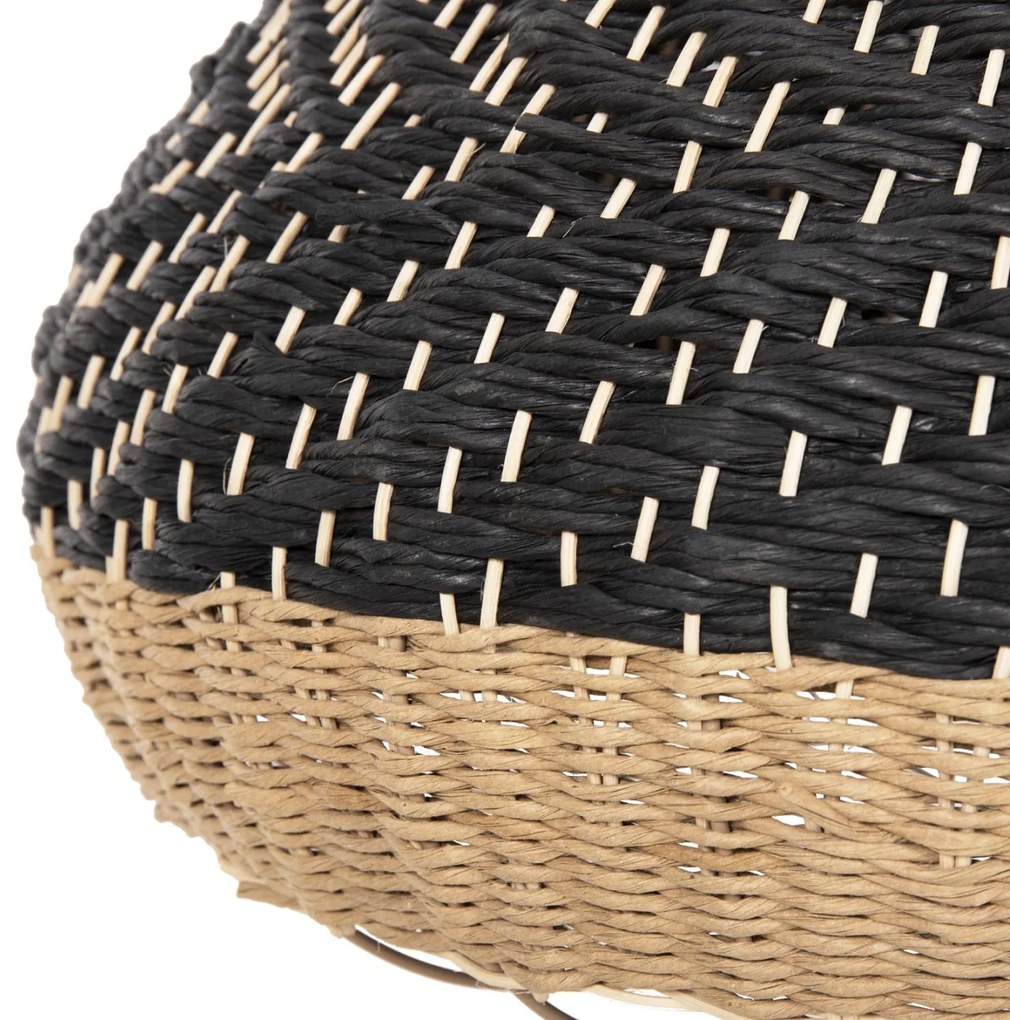 Φωτιστικό Οροφής Κρεμαστό Φυσικό Rattan-Paper Rope-Φυσικό&amp;Μαύρο Φ54x42-145Υεκ.