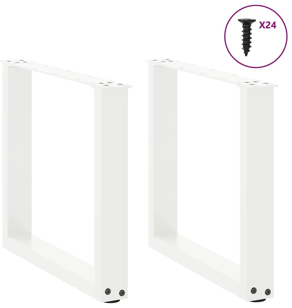 vidaXL Πόδια Τραπεζιού Σαλονιού σε Σχήμα U 2 τεμ. Λευκά 50x(42-43) εκ. Ατσάλι