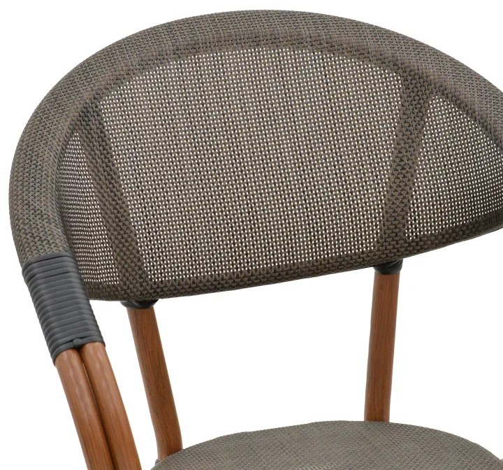 Πολυθρόνα Isaia pakoworld καρυδί αλουμίνιο-textilene μαύρο 57x57x83εκ