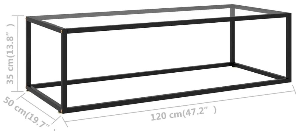 vidaXL Τραπεζάκι Σαλονιού Μαύρο 120 x 50 x 35 εκ. με Ψημένο Γυαλί