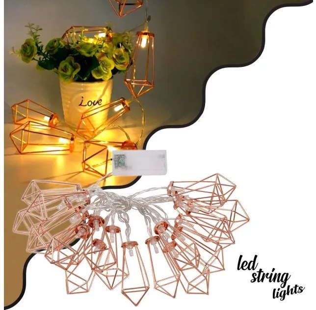 Διακοσμητική Γιρλάντα Bronze Cone 3m 20 LED 2W Διάφανο 79804 Globostar-79804-Διάφανο 79804