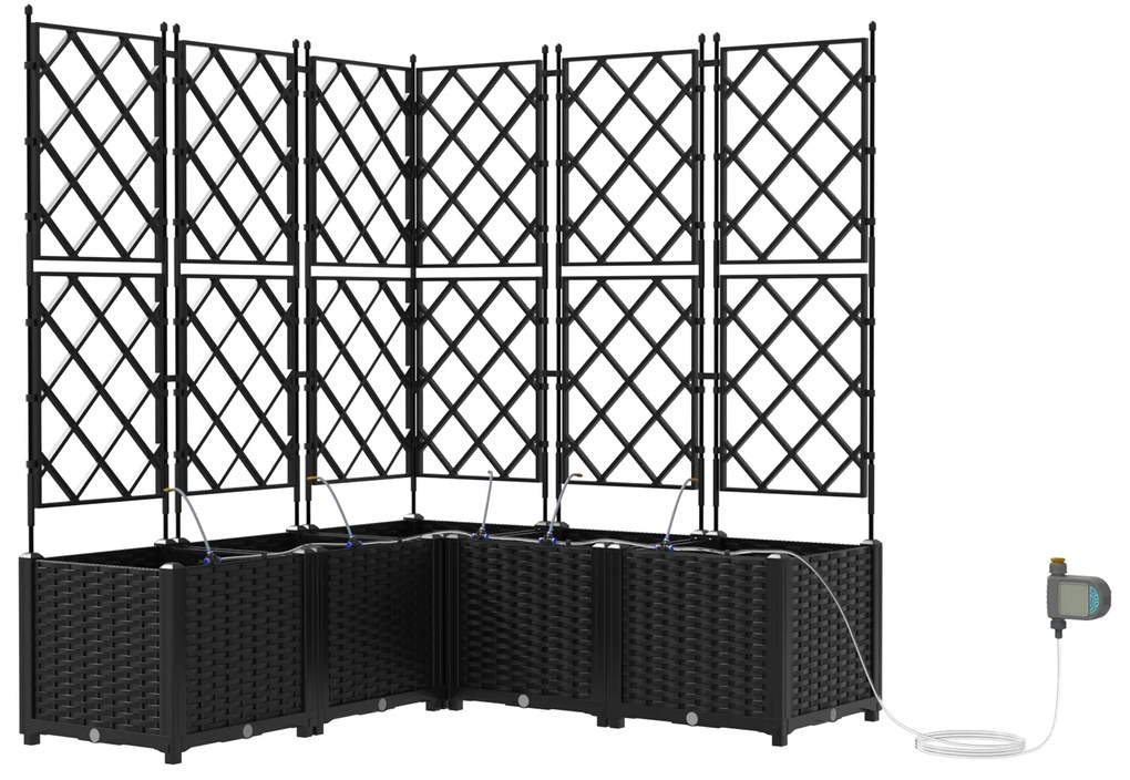vidaXL Γλάστρες Κήπου 1 τεμ Καφασωτό Μαύρο 120 x 120 x 142 cm Πλαστικό