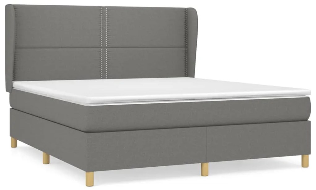 ΚΡΕΒΑΤΙ BOXSPRING ΜΕ ΣΤΡΩΜΑ ΣΚΟΥΡΟ ΓΚΡΙ 160X200 ΕΚ ΥΦΑΣΜΑΤΙΝΟ 3128454