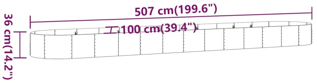 vidaXL Ζαρντινιέρα Γκρι 507x100x36 εκ. Ατσάλι με Ηλεκτρ. Βαφή Πούδρας
