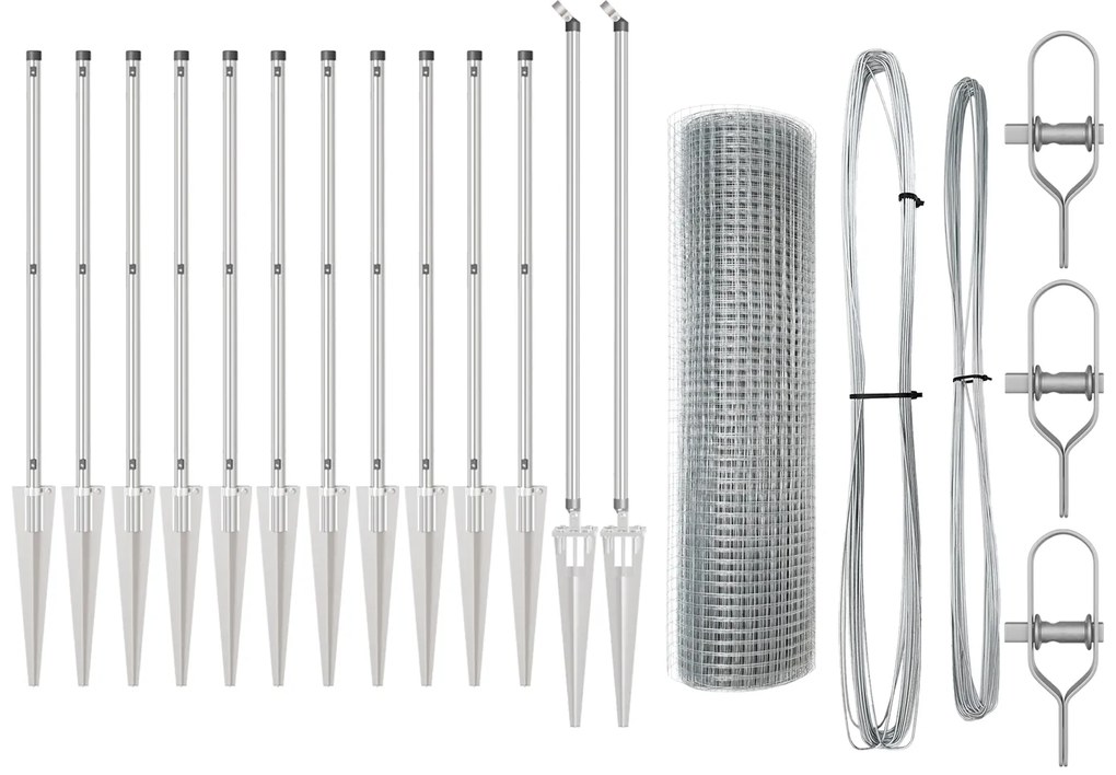 vidaXL Φράχτης Welded Wire με 13 Σημαδεμένα Πόδια 0.8x25 μ Γαλβανισμένο Ατσάλι