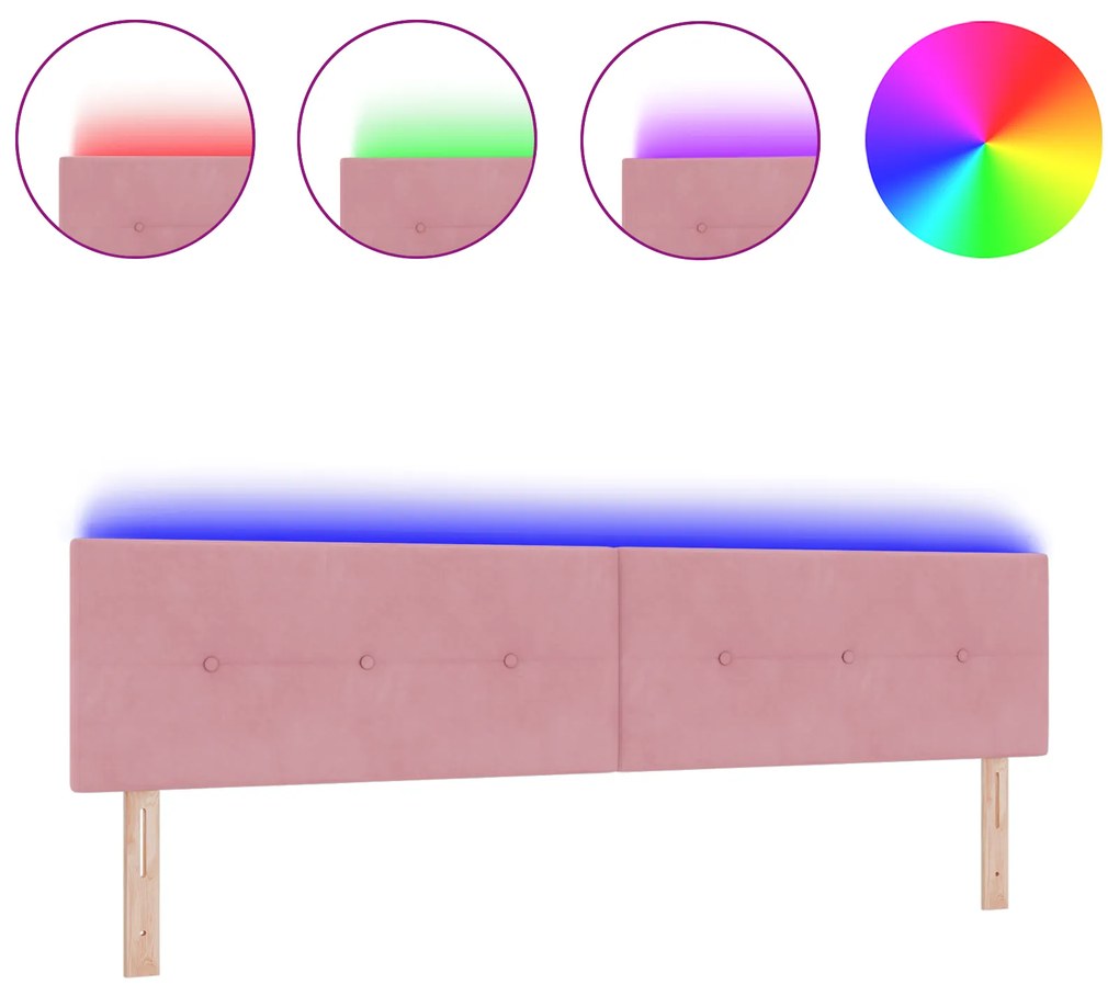 vidaXL LED Κεφαλάρι με Πλήρες Κουμπί Ροζ 100 εκ Βελούδο