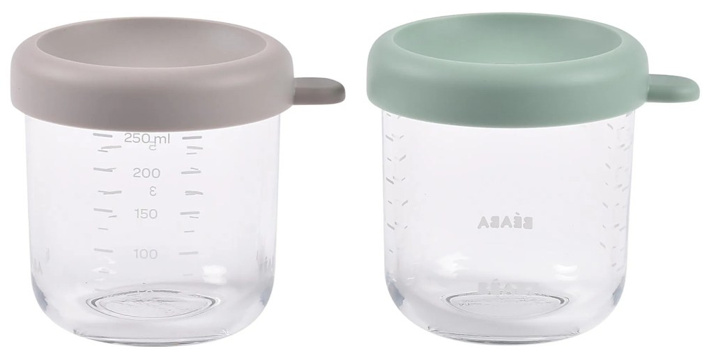 Béaba Γυάλινα Δοχεία αποθήκευσης φαγητού 2τεμ 250ml Sage green/Gazelle
