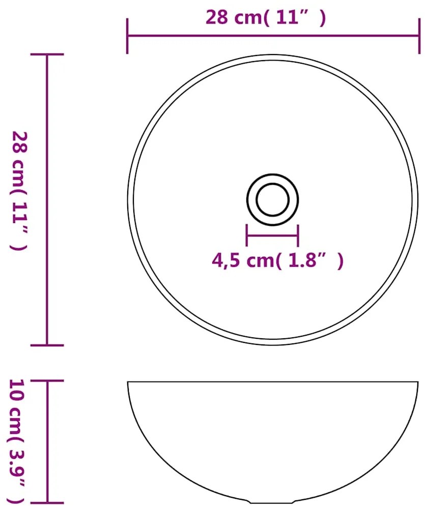 vidaXL Νιπτήρας Χρυσός 28 x 10 εκ. Κεραμικός