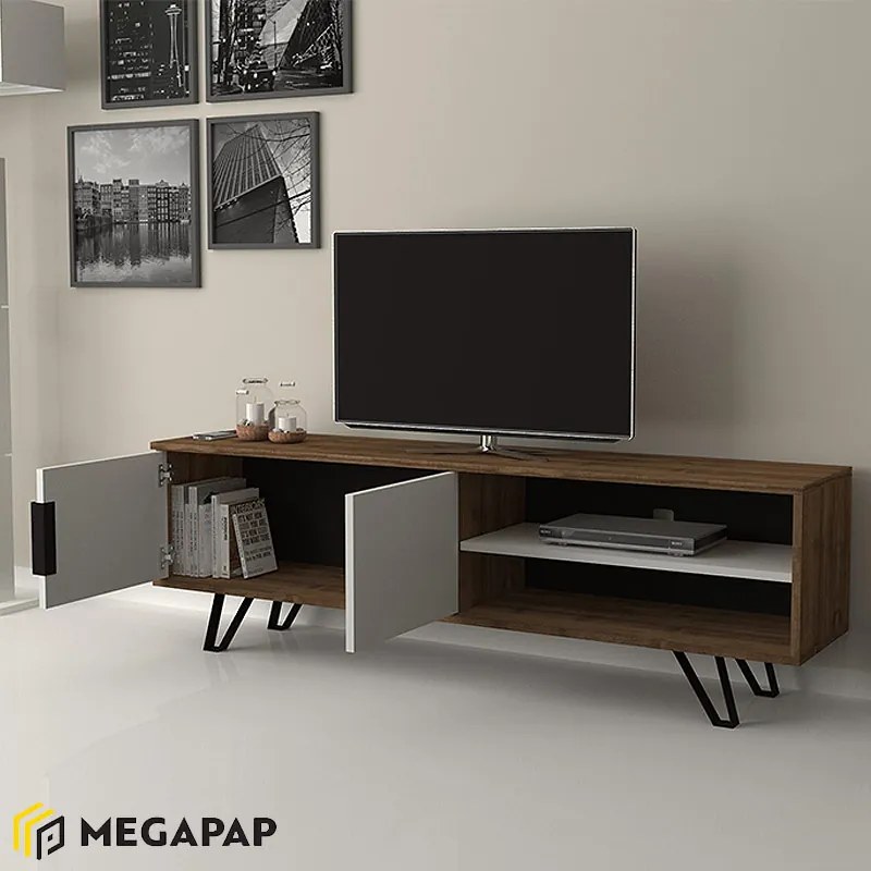 ΕΠΙΠΛΟ ΤΗΛΕΟΡΑΣΗΣ FOOT MEGAPAP ΧΡΩΜΑ ΚΑΡΥΔΙ - ΛΕΥΚΟ 160X35X49ΕΚ.