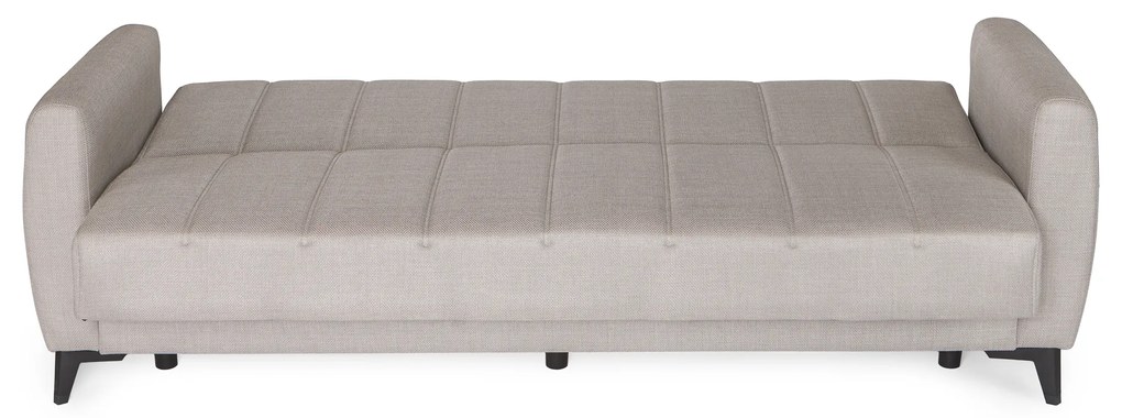 Καναπές-κρεβάτι με αποθηκευτικό χώρο τριθέσιος Milos μπεζ-γκρι ύφασμα 210x78x85