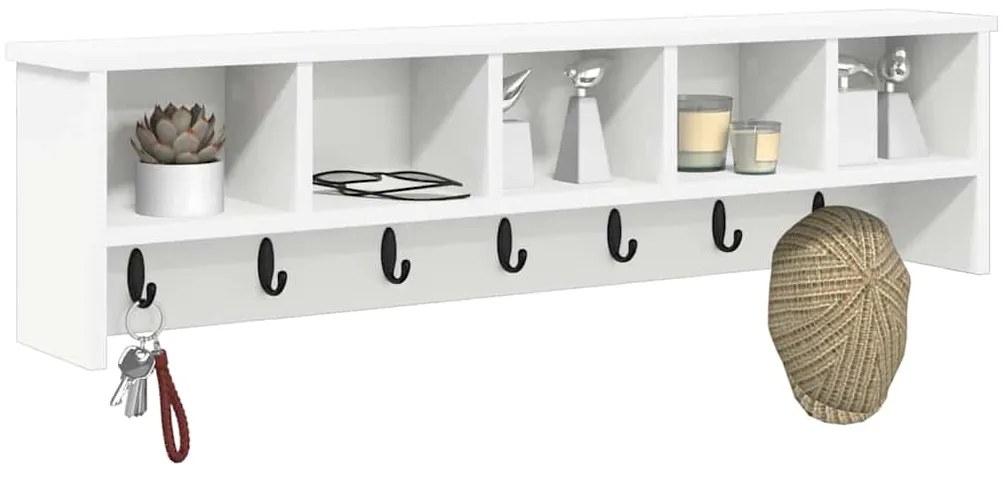 vidaXL Τοίχου Κρεμάστρα Λευκό 100 x 16 x 26 εκ Επεξεργασμένο ξύλο