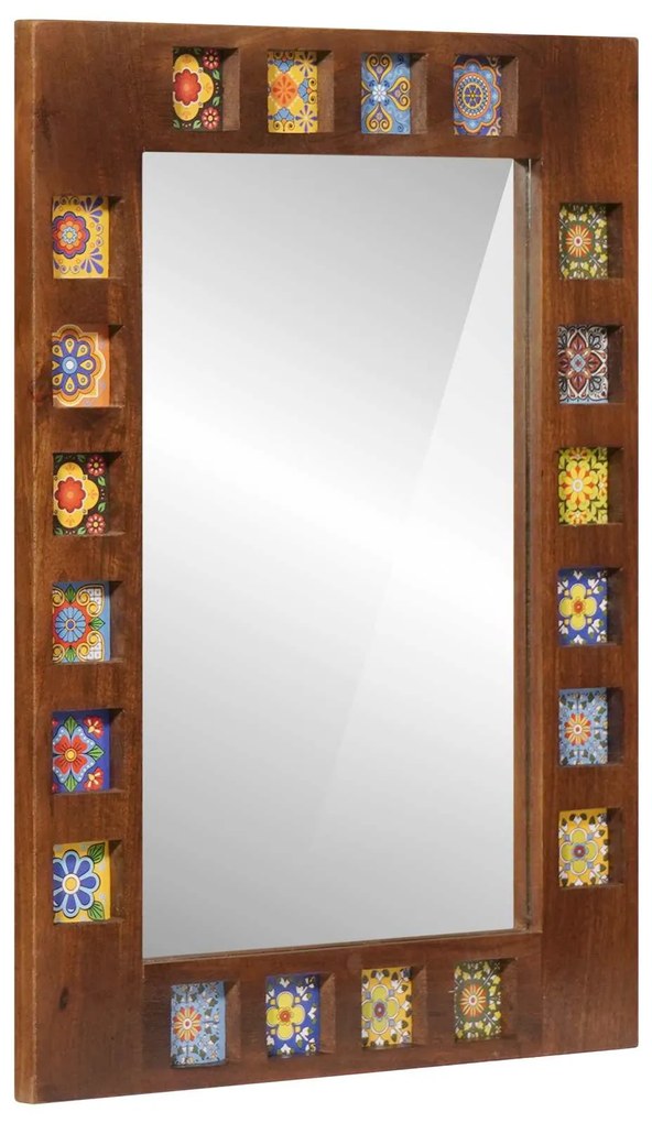 vidaXL Καθρέφτης Μπάνιου Καρυδιά 50 x 70 x 3 εκ. Στερεό ξύλο μάνγκο