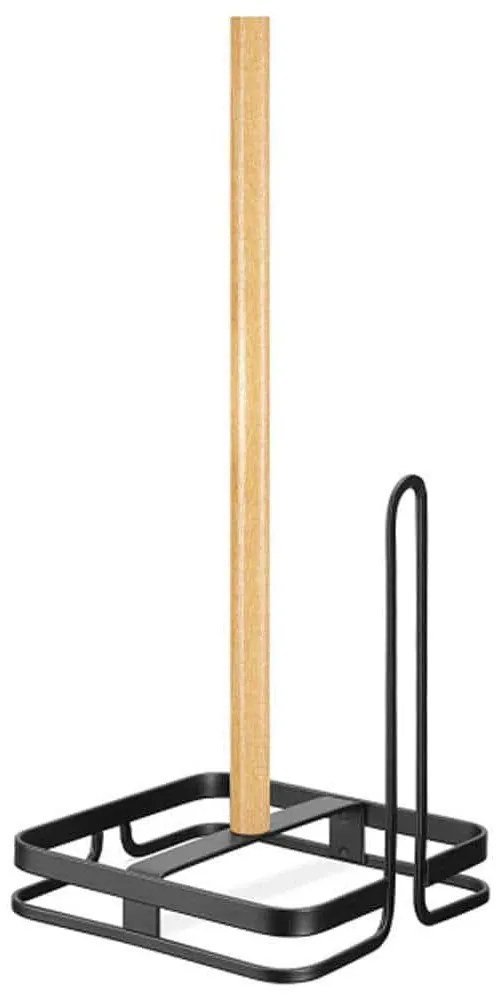 Βάση Για Χαρτί Κουζίνας 54479.01 31x13,1x13cm Black-Natural Navaris Metal,Wood