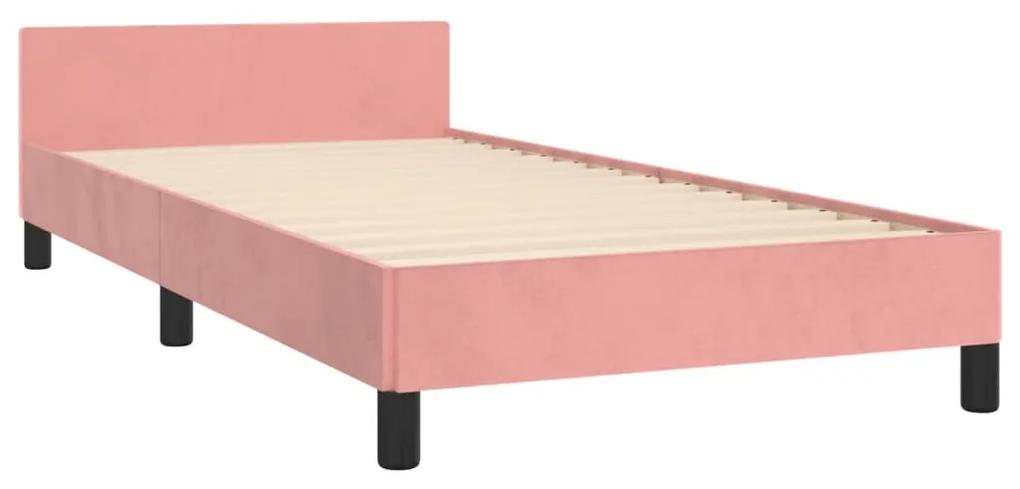 vidaXL Πλαίσιο Κρεβατιού με Κεφαλάρι Ροζ 90x190 εκ. Βελούδινο