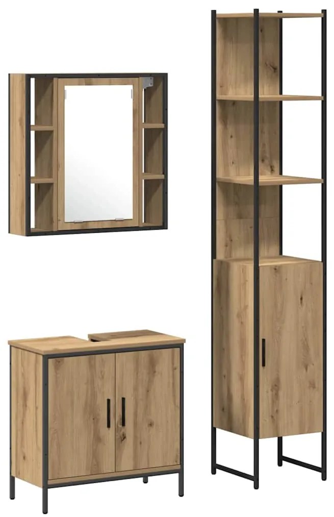 vidaXL Μονάδες Νιπτήρα Μπάνιου με ράφι Καφέ 33 x 33 x 185.5 εκ
