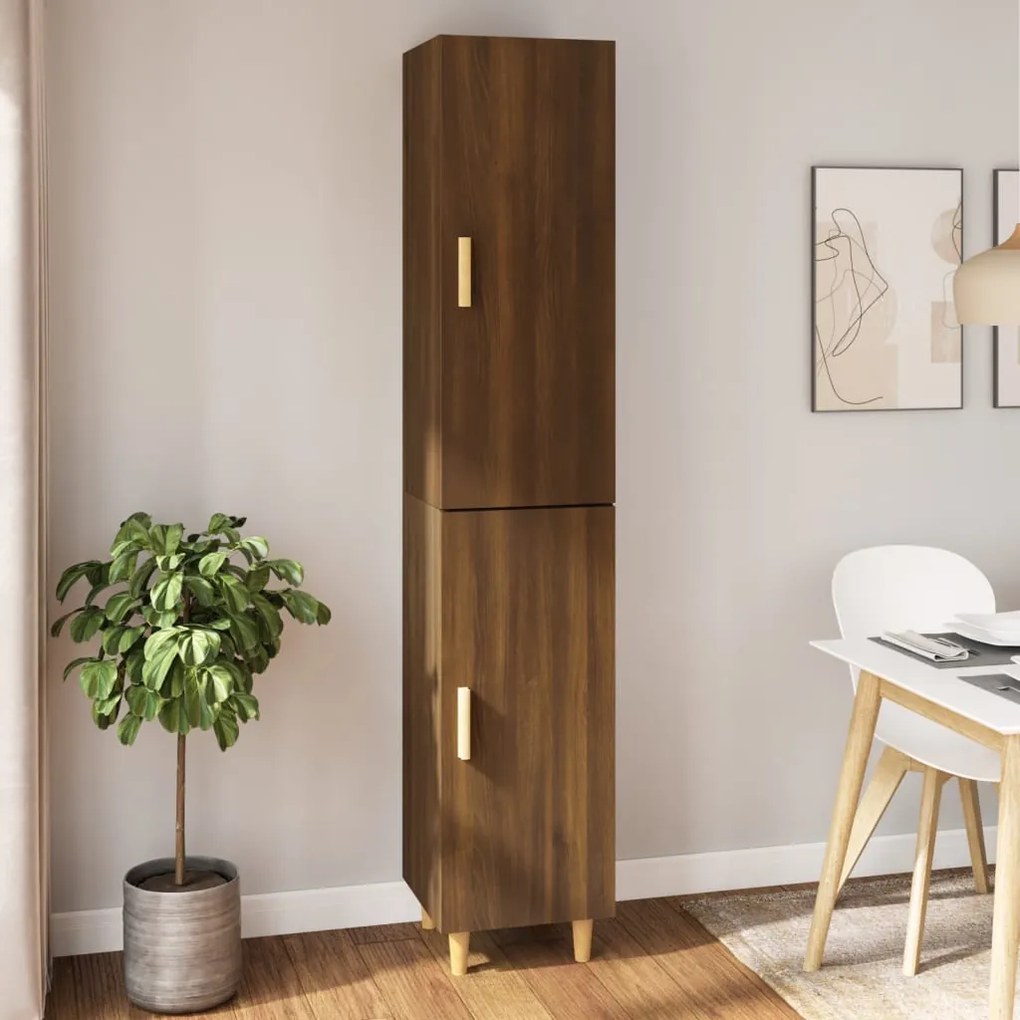 vidaXL Ντουλάπι Καφέ Δρυς 34,5 x 34 x 180 εκ. από Επεξεργασμένο Ξύλο