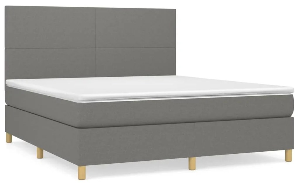 Κρεβάτι Boxspring με Στρώμα Σκούρο Γκρι 160x200 εκ Υφασμάτινο - Γκρι