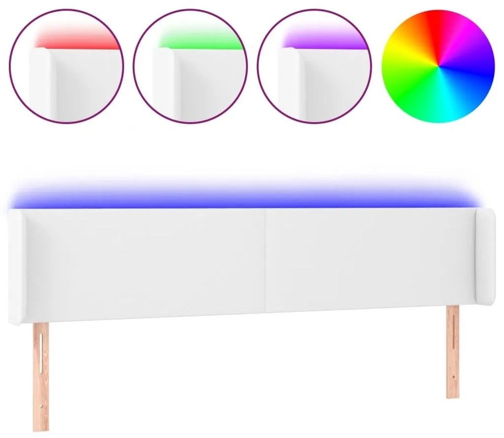 Κεφαλάρι Κρεβατιού LED Λευκό 163x16x78/88 εκ. Συνθετ. Δέρμα - Λευκό