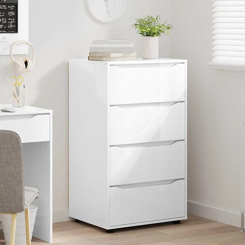 vidaXL Ντουλάπες Αποθήκευσης 2 pcs Υψηλής γυαλάδας λευκό