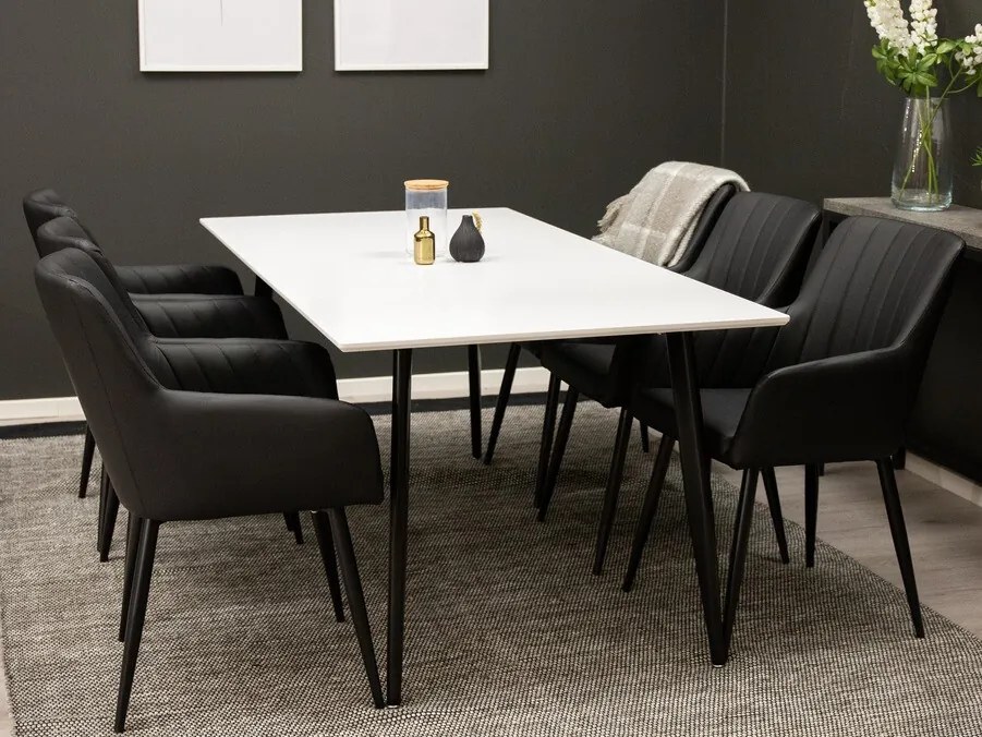Τραπέζι Dallas 127, Μαύρο, Άσπρο, 75x90x180cm, 35 kg, Ινοσανίδες μέσης πυκνότητας, Μέταλλο | Epipla1.gr