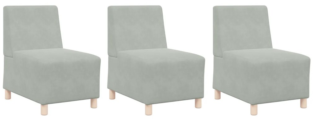 vidaXL Καναπέδες 3 pcs Ανοιχτό γκρι 55 x 74 x 82 εκ. Βελούδο