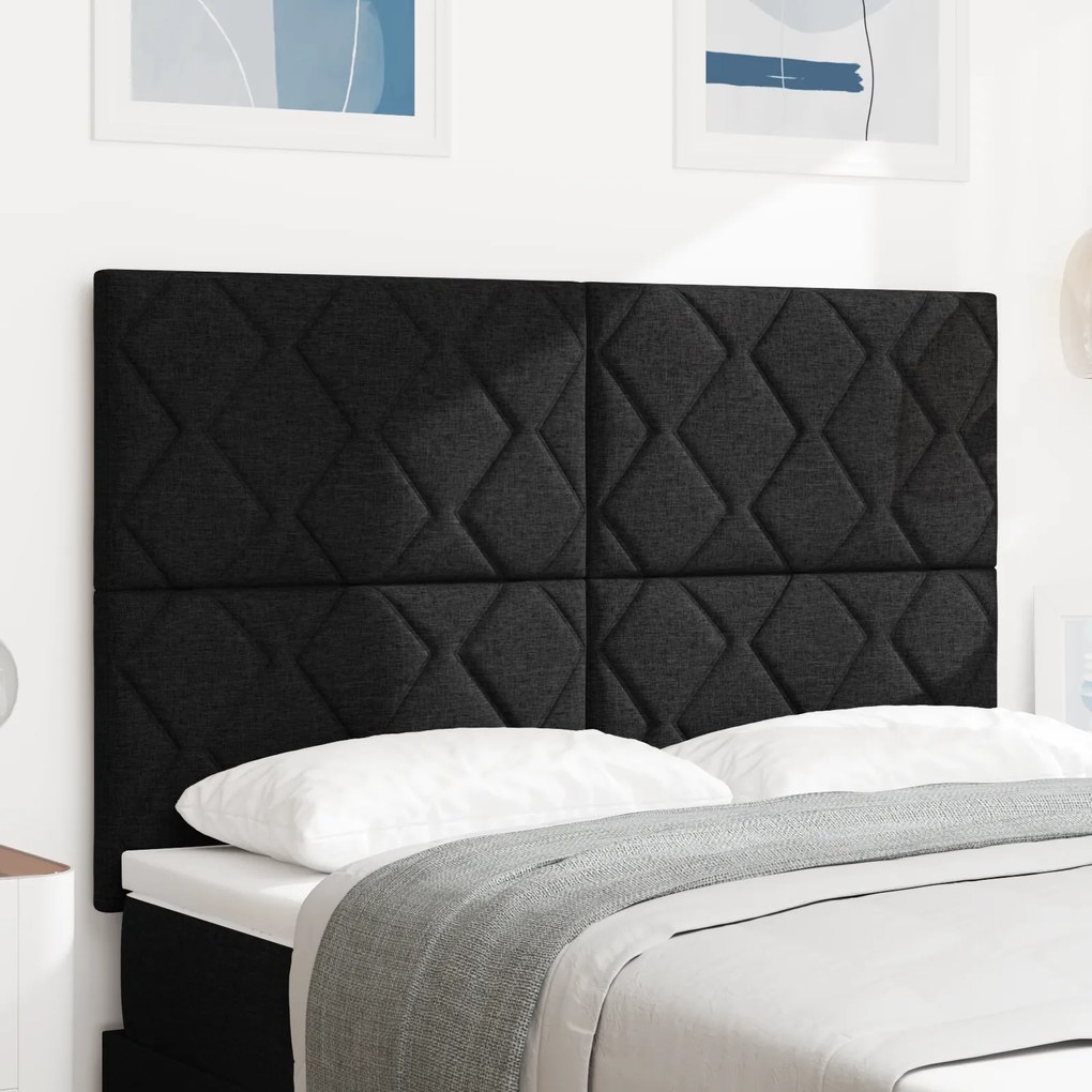 vidaXL LED Κεφαλάρι Διαμαντιών Μαύρο 160 εκ. Υφασμάτινο