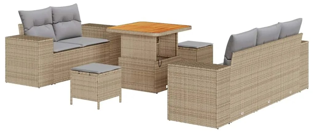 vidaXL Σετ Καναπέ Κήπου με μαξιλάρι 8 pcs Μπεζ συνθετικό ρατάν