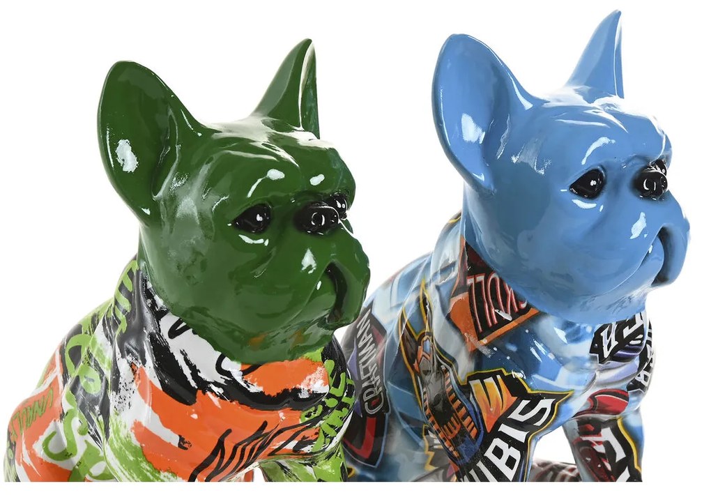 Διακοσμητική Φιγούρα Home ESPRIT Μπλε Πράσινο Πολύχρωμο Σκύλος 9,5 X 13 X 16 CM (x2)