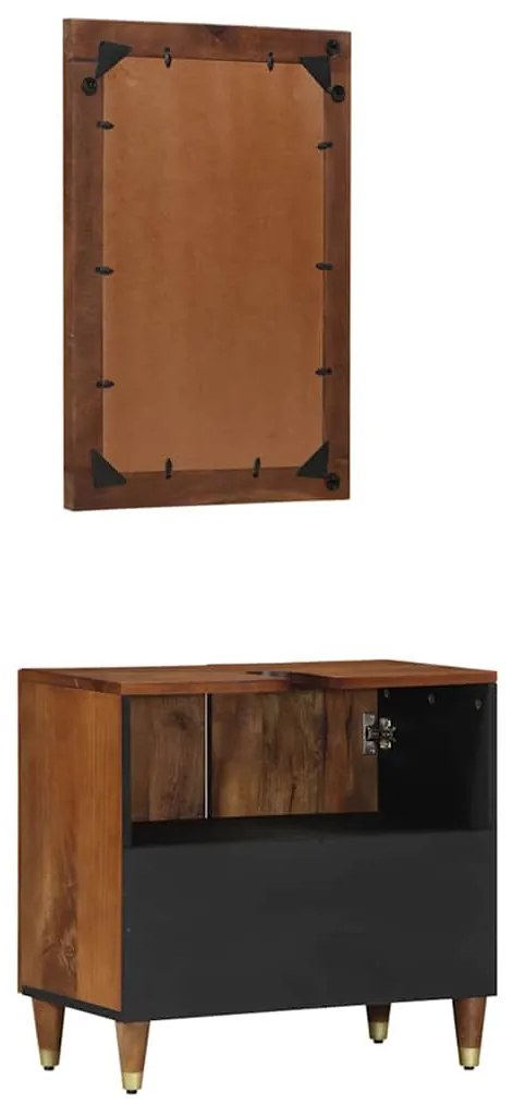 vidaXL Σετ Επίπλων Μπάνιου Επιτοίχιο 2 pcs Καφέ 62 x 33 x 58 εκ.