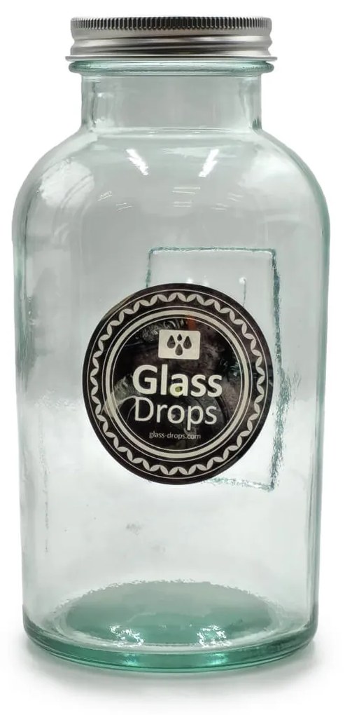 Δοχείο με καπάκι Glass Drops Storage (5290)  Aπό 100% ανακυκλωμένο γυαλί, Xωρητικότητας 500ml, Διαστάσεων Ø 8.5 x Υ 16.5 cm