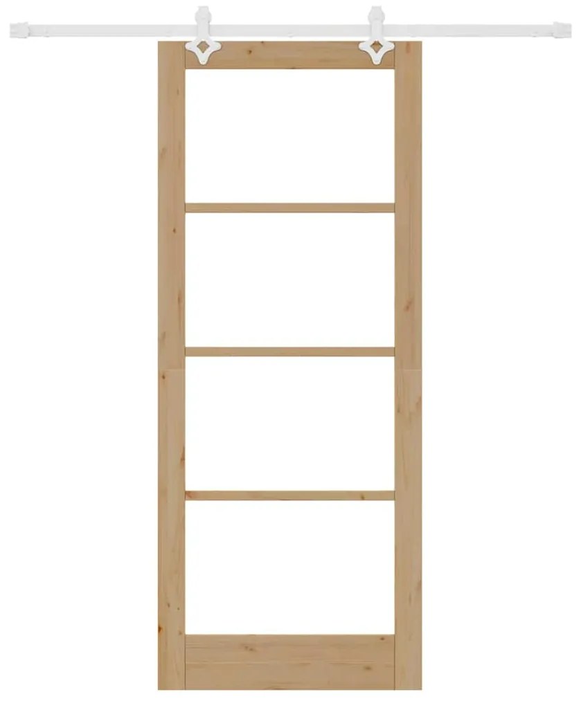 vidaXL Συρόμενη Πόρτα Καφέ 86 x 211 cm Ξύλο και μέταλλο