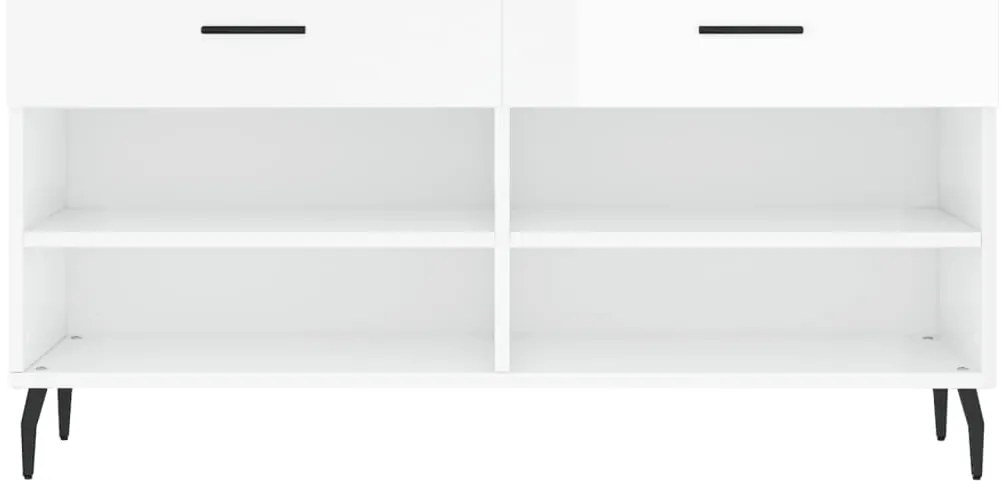 vidaXL Παπουτσοθήκη Γυαλιστερό Λευκό 102x35x55 εκ. Επεξεργασμένο Ξύλο