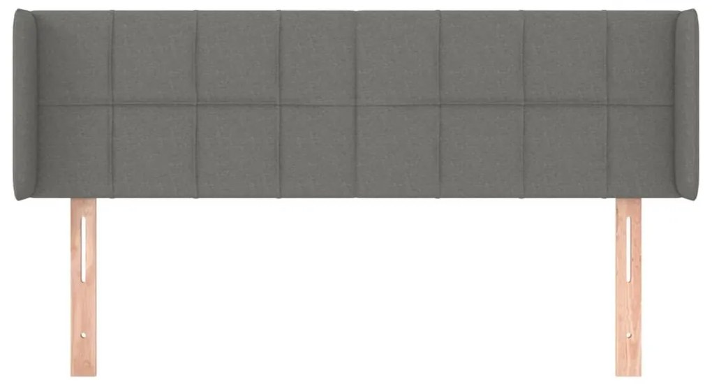 Κεφαλάρι με Πτερύγια Σκούρο Γκρι 147x16x78/88 εκ. Υφασμάτινο - Γκρι