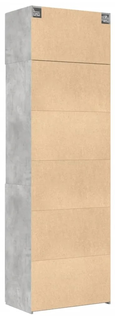 Ραφιέρα με Ντουλάπια Γκρι Σκυροδέμ. 70x42,5x225 εκ. Επεξ. Ξύλο - Γκρι