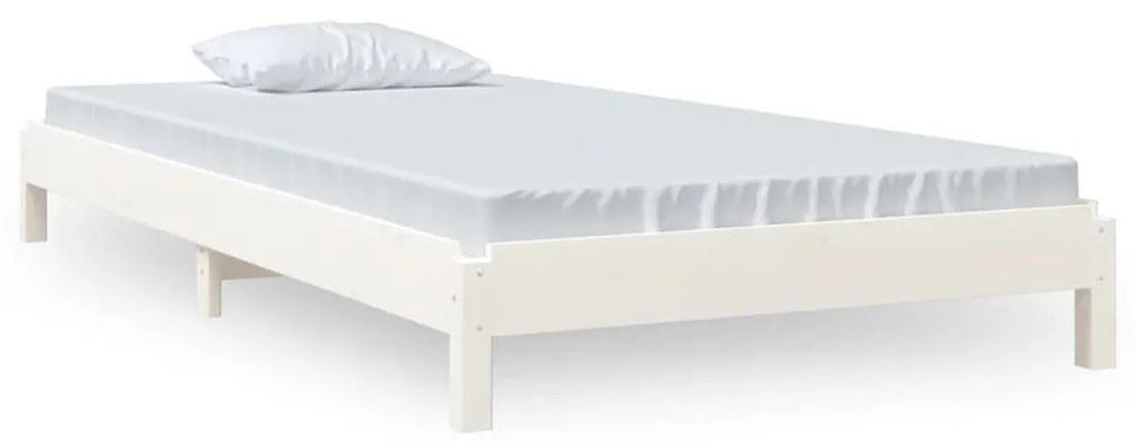 Κρεβάτι Στοιβαζόμενο Λευκός 90x190 εκ. από Μασίφ Ξύλο Πεύκου - Λευκό