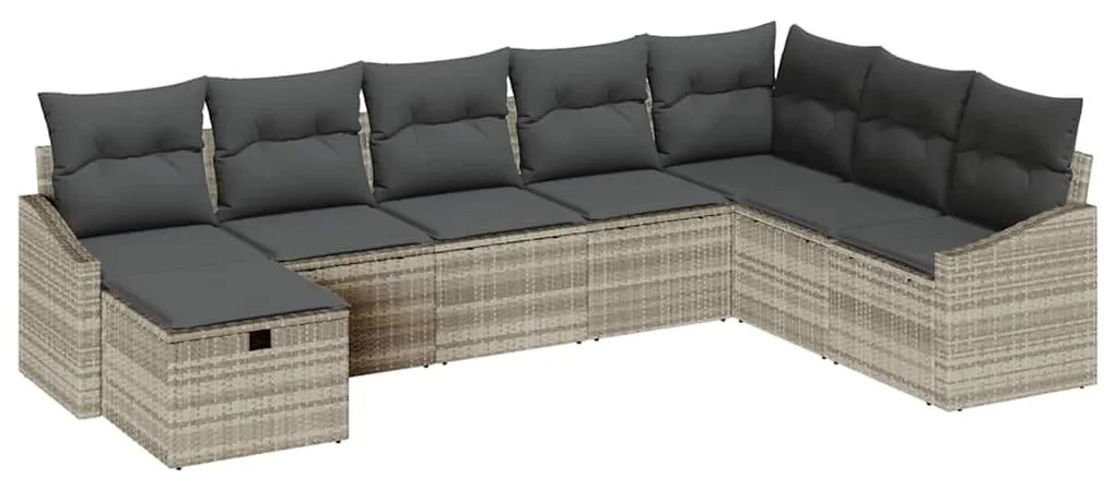 vidaXL Σετ Καναπέ Κήπου 8 pcs Ανοιχτό γκρι 55 x 62 x 69 εκ Πολυ ράταν