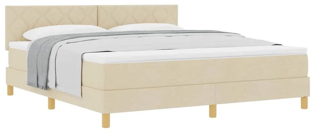 vidaXL Κρεβάτι box spring με στρώμα με στρώμα Κρεμ 180 x 200 cm ύφασμα