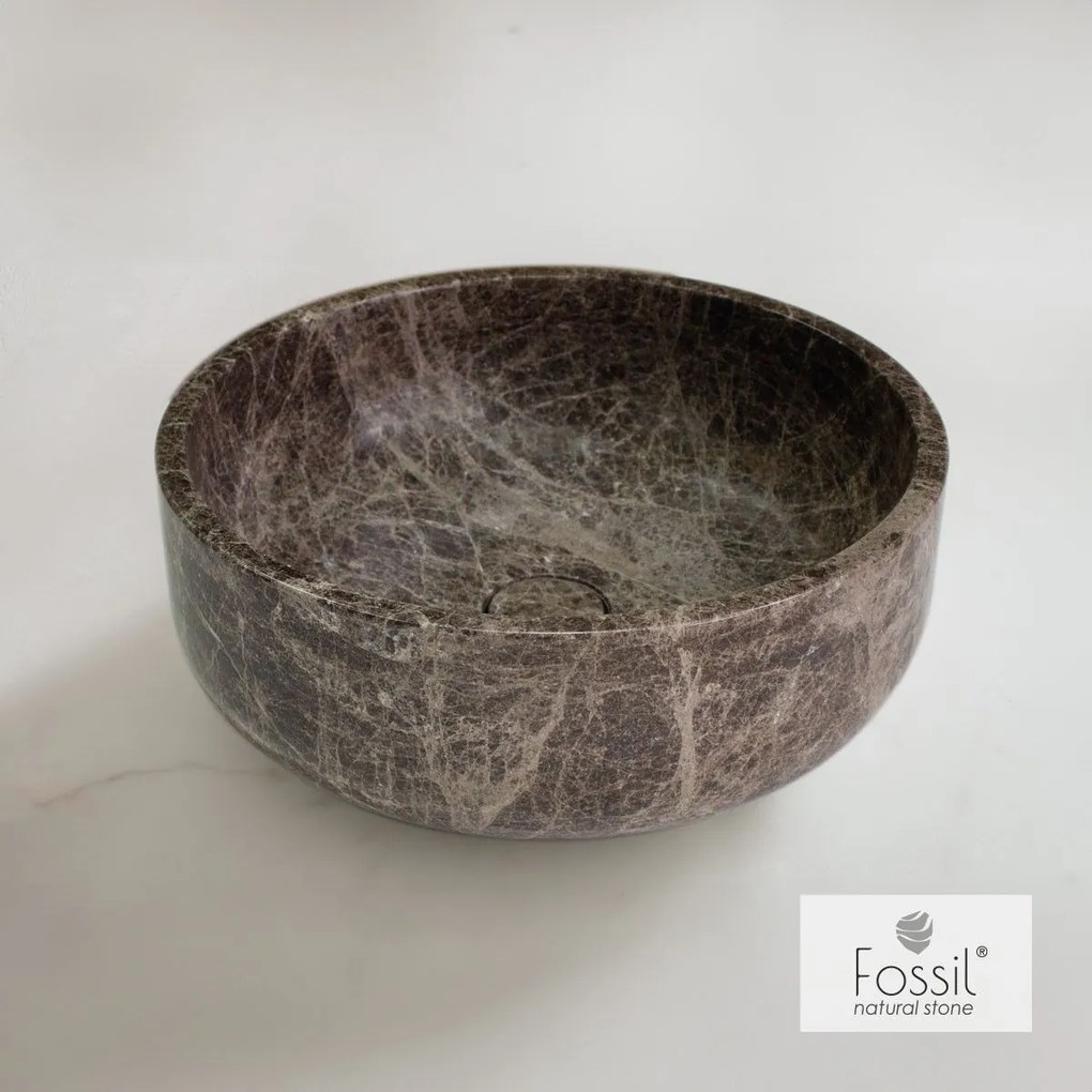 Fossil Thalo Επιτραπέζιος Μαρμάρινος Νιπτήρας Ø39εκ Emperador Dark