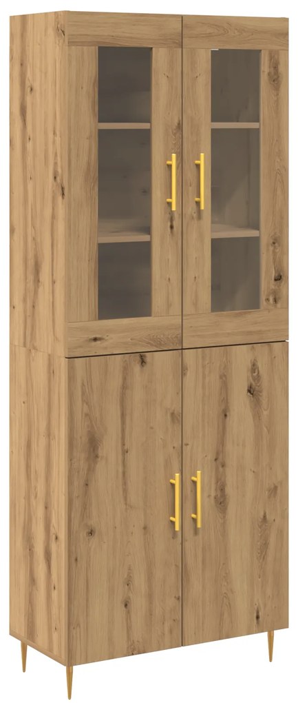 vidaXL Υψηλό Ντουλάπι Μασίφ Δρυς 69.5x34x180 εκ Επεξεργασμένο Ξύλο